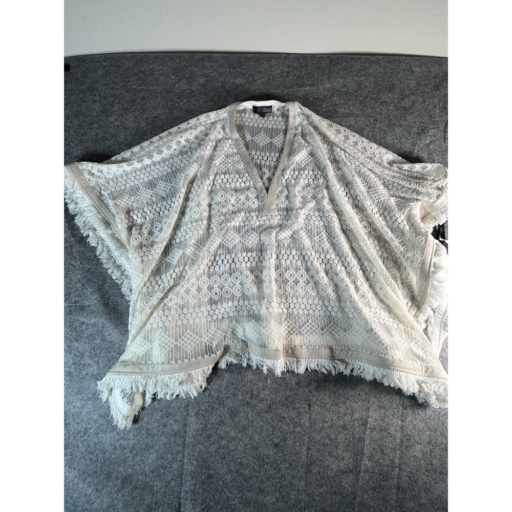 NWT HALEBOB Ivory Fringe Lace Poncho‎ Size SMALL